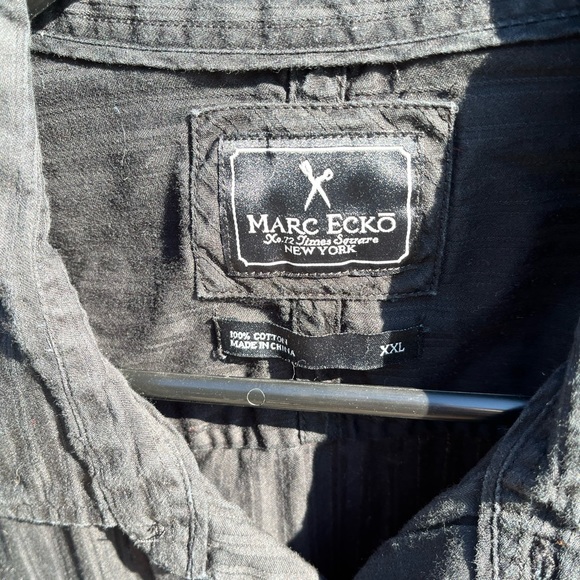 Mens XXL MARC ECKO BLACK LONG SLEEVED BUTTON UP SHIRT - Picture 7 of 8